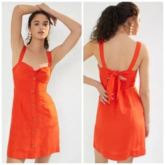 NWT Maeve Anthropologie Twist Front Linen Mini Dress (SD1) - Picture 1 of 10